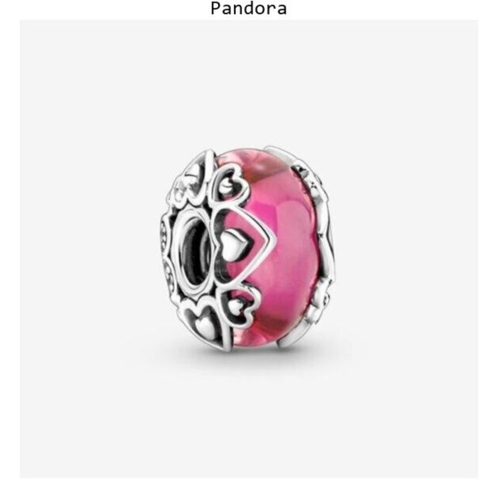 pandora Reveal Your Love Pink Murano Glass Charm